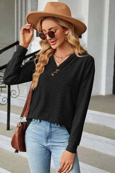 V-Neck Long Sleeve T-Shirt Women's T-Shirts - Tophatter Daily Deals